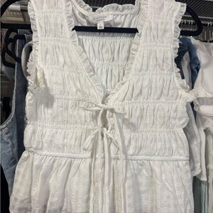 White Sleeveless Top with Tie Detail